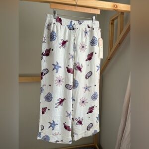 Calypso St. Barth White Pants with Nautical Print Women’s Size 8 NWT